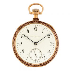 Fine Swiss 18k rose gold open faced keyless lever Circa 1895