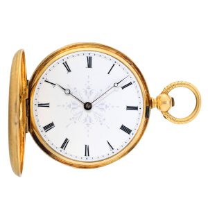 Swiss gold hunting cased keywound lever watch Circa 1861