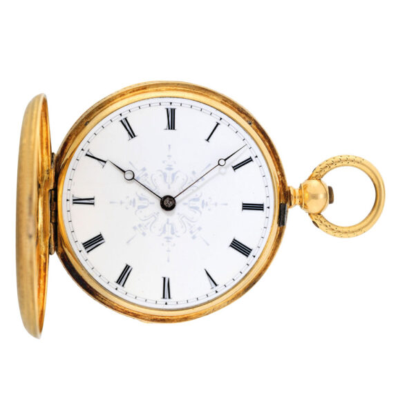 Swiss gold hunting cased keywound lever watch Circa 1861