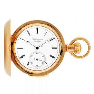 Danish 18k rose gold hunting cased repeating lever Circa 1890