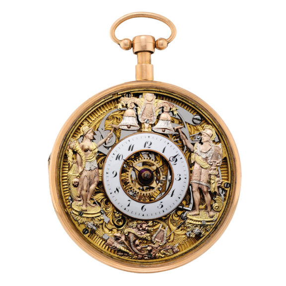 Swiss skeletonized repeating Jacquemarts verge Circa 1820