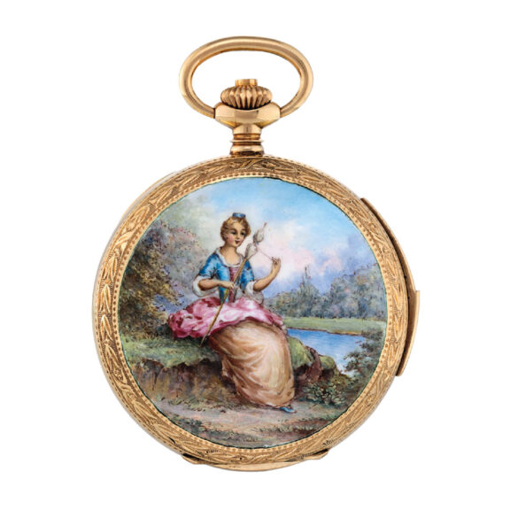 Swiss gold and enamel quarter repeating lever Circa 1980