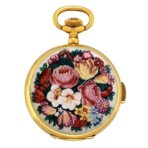 Swiss gold and enamel repeating lever automaton Circa 1980