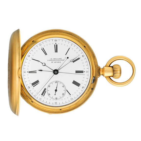 Swiss gold lever chronograph with central register Circa 1871