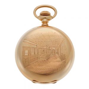 American gold hunting cased lever with unusual dial Circa 1888