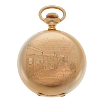 American gold hunting cased lever with unusual dial Circa 1888