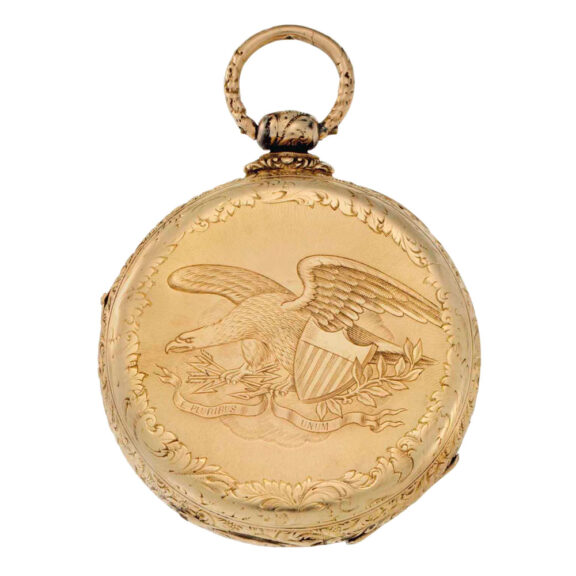 English 18 carat gold dual time lever captain's watch Circa 1860 English 18 carat gold dual time lever captain's watch Circa 1860