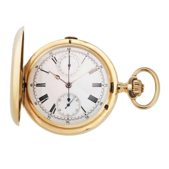 Swiss 14k gold hunting cased lever chronograph Circa 1905