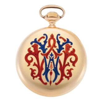 Swiss rose gold and enamel open faced lever watch Circa 1885