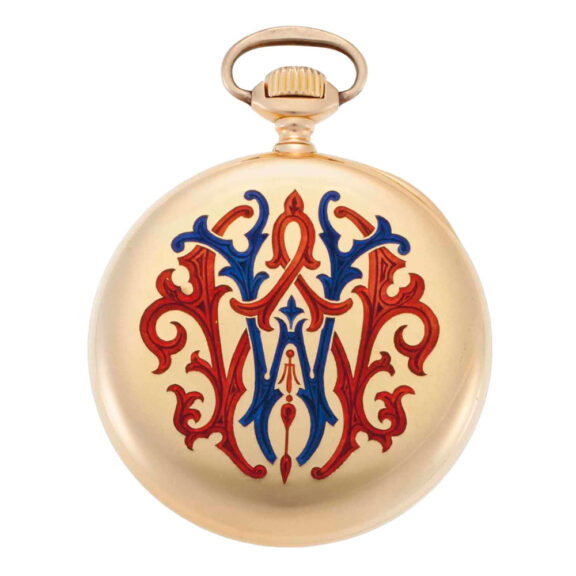 Swiss rose gold and enamel open faced lever watch Circa 1885