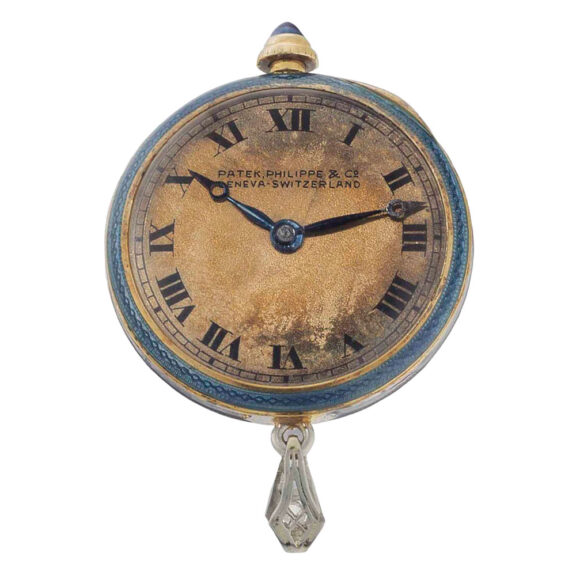 Swiss 18k gold decorated lever pendant watch Circa 1913 Swiss 18k gold decorated lever pendant watch Circa 1913