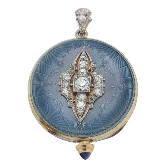 Swiss 18k gold decorated lever pendant watch Circa 1913