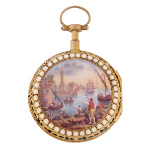 French 18k gold and enamel verge watch Circa 1780-1799