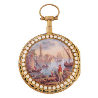French 18k gold and enamel verge watch Circa 1780-1799