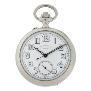 Swiss silver open faced lever chronograph watch Circa 1919
