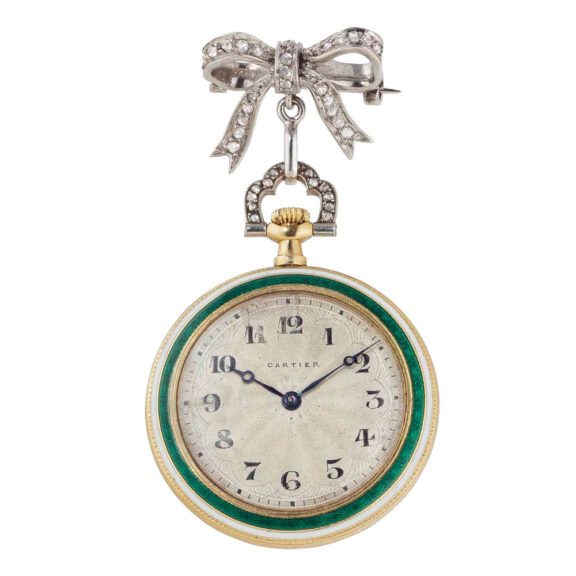 French gold, enamel, diamond set pendant watch Circa 1925 French gold, enamel, diamond set pendant watch Circa 1925