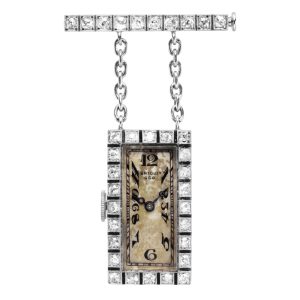 Swiss platinum, diamond set lever pendant watch Circa 1925