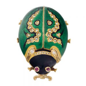 Swiss gold lever watch in the shape of a lady bug Circa 1962