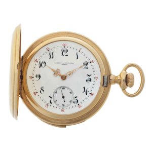 Swiss 18k gold five minute repeating lever watch Circa 1893
