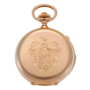 Swiss gold hunting cased repeating chronograph Circa 1891