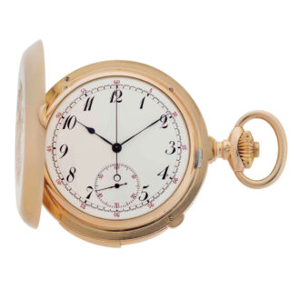 Swiss gold hunting cased repeating chronograph Circa 1891