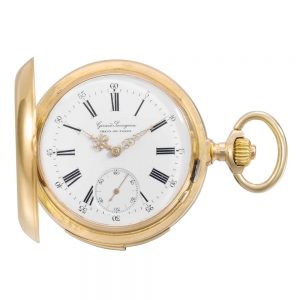 Swiss 18k rose gold hunting cased repeating lever Circa 1915