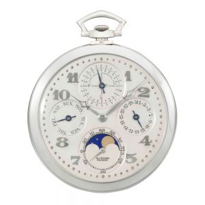 Elegant Swiss platinum complicated lever watch Circa 1924