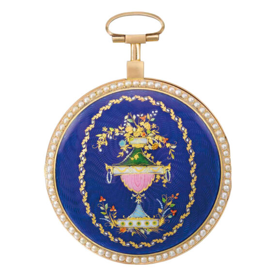 Decorative Swiss gold, enamel and pearl set verge Circa 1800 Decorative Swiss gold, enamel and pearl set verge Circa 1800