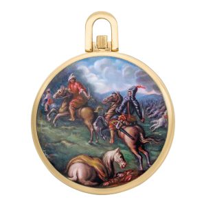 Swiss lever with enamel miniature by M. Bischoff Circa 1971
