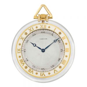 French gold, enamel, rock crystal lever dress watch Circa 1925