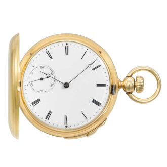 Swiss gold hunting cased quarter repeating lever Circa 1861