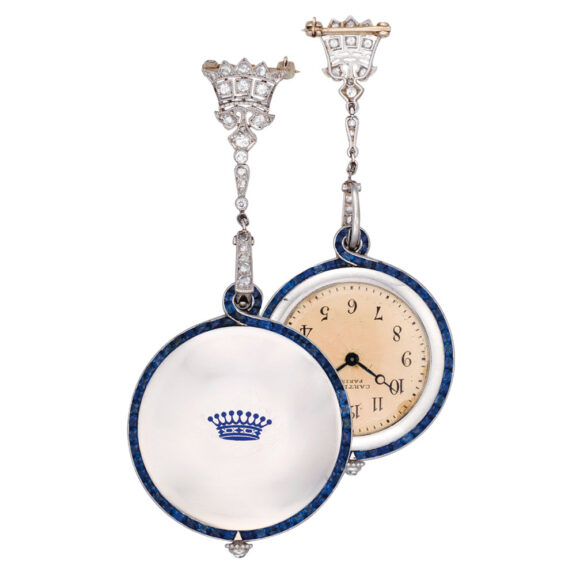 French Art Deco lever pendant watch with brooch Circa 1920