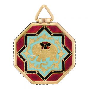 French gold, enamel, sapphire set octagonal lever Circa 1920
