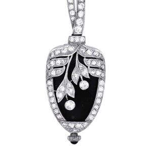 Platinum, enamel and diamond set Art Deco lever Circa 1925