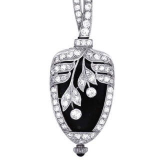 Platinum, enamel and diamond set Art Deco lever Circa 1925