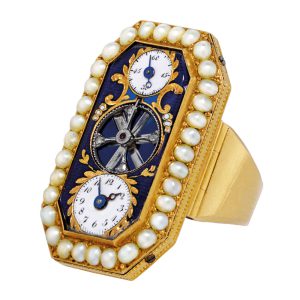 Swiss gold verge ring watch with exposed balance Circa 1820