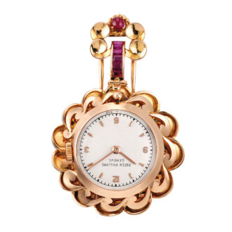 Converted watch in flowerhead case with brooch Circa 1948