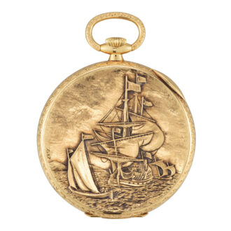 Fine Swiss engraved gold open faced keyless lever Circa 1980