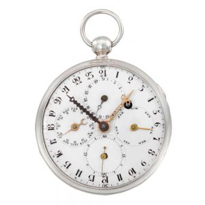 Unusual German double dial triple calendar verge Circa 1800