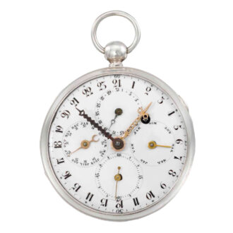 Unusual German double dial triple calendar verge Circa 1800