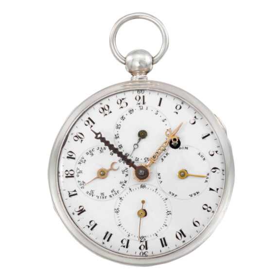 Unusual German double dial triple calendar verge Circa 1800