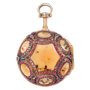 English gold, moss agate, paste set repeating verge Circa 1770