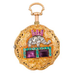 English gold and gem set quarter repeating verge Circa 1760