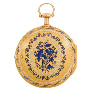 English gold and enamel quarter repeating cylinder Circa 1741