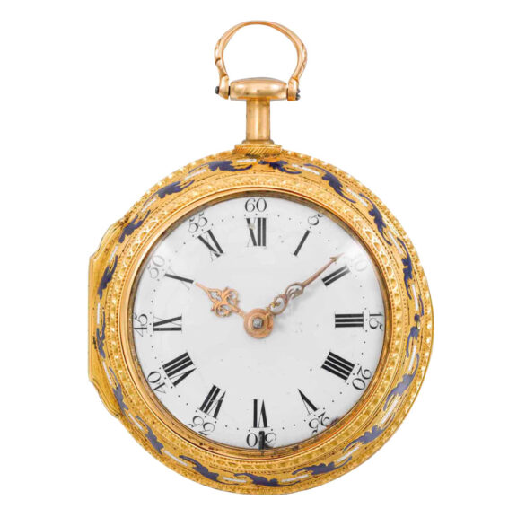 English gold and enamel quarter repeating cylinder Circa 1741 English gold and enamel quarter repeating cylinder Circa 1741