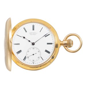 Fine Danish 18k gold half hunting cased lever Circa 1895