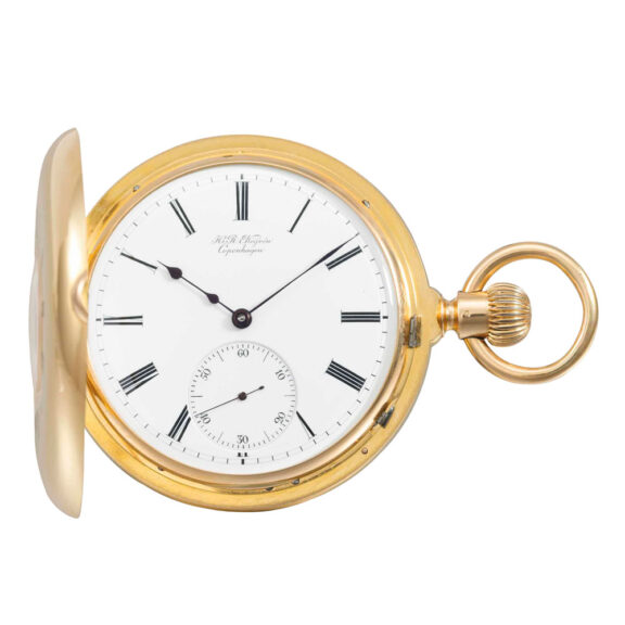 Fine Danish 18k gold half hunting cased lever Circa 1895