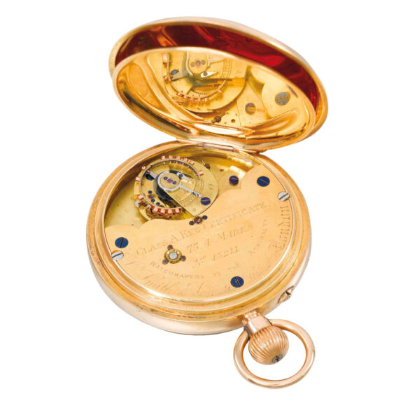English chronometer with 52½ minute carrousel Circa 1896