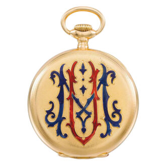 Large Swiss 18k gold open faced keyless lever watch Circa 1911