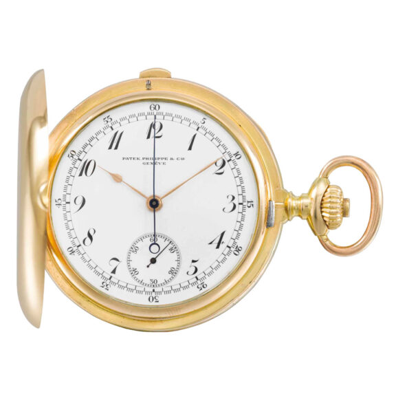 Swiss 18k gold hunting cased lever chronograph Circa 1909